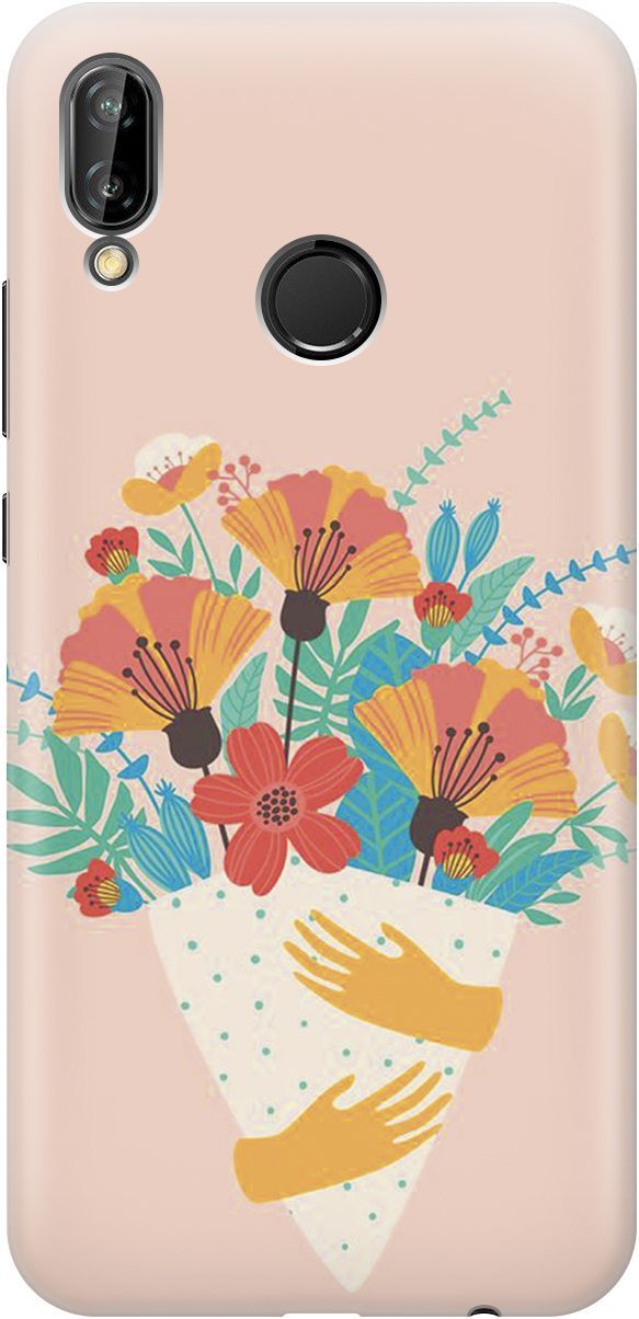 

Чехол на Huawei P20 Lite/Nova 3e "Букет на розовом", Красный;розовый, 4479