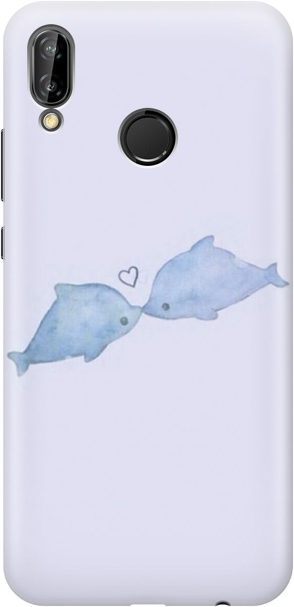 

Чехол на Huawei P20 Lite/Nova 3e с принтом "Дельфинчики", Голубой;синий, 3980