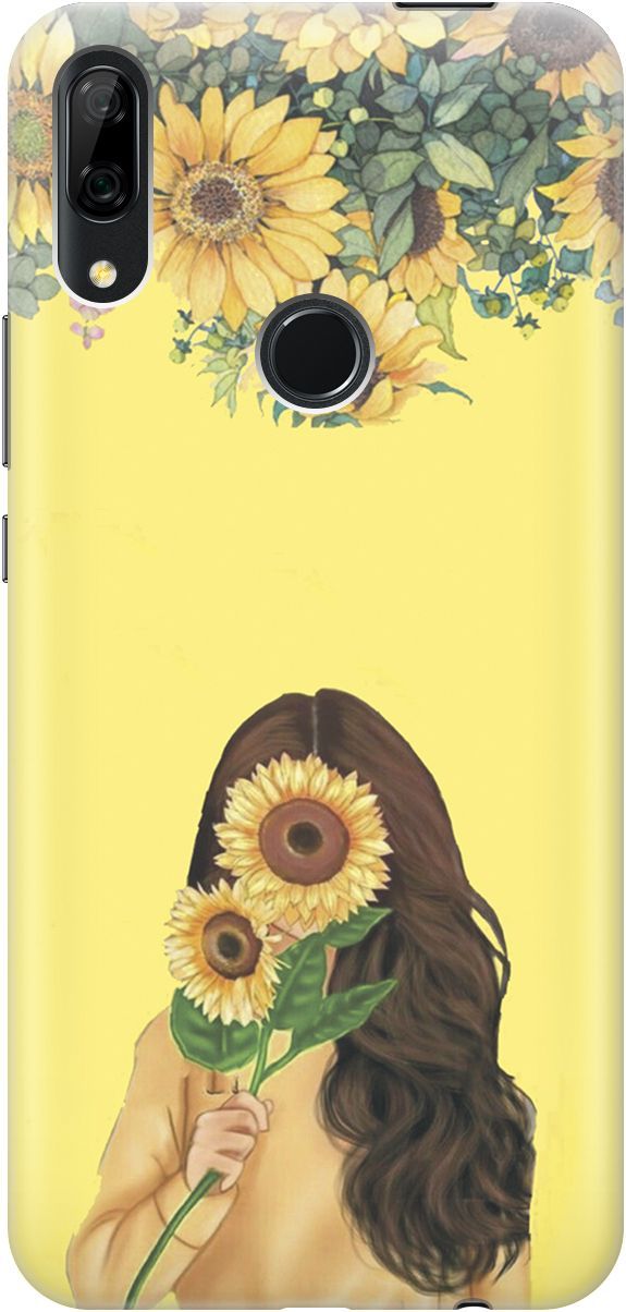 

Чехол на Honor 9X/9X Premium/Huawei P Smart Z/Y9 Prime (2019) "Девушка и подсолнухи", Желтый;оранжевый, 4477