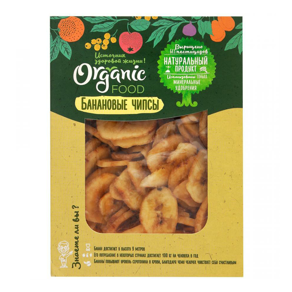 фото Чипсы банановые organic food 150 г