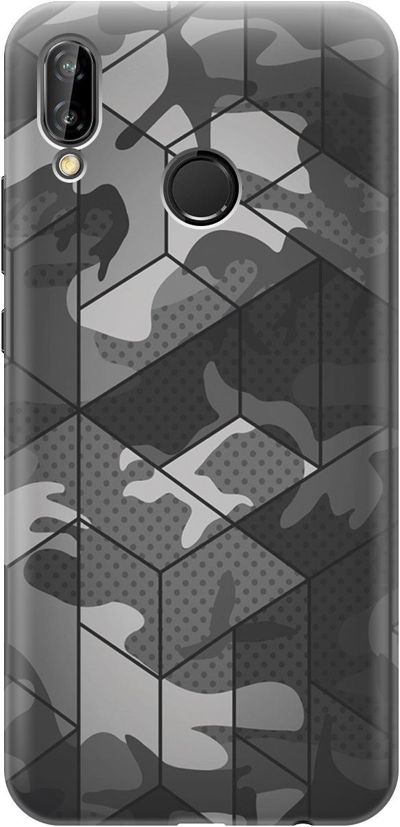 

Чехол на Huawei P20 Lite/Nova 3e "Камуфляжная геометрия", Белый;серый, 4208