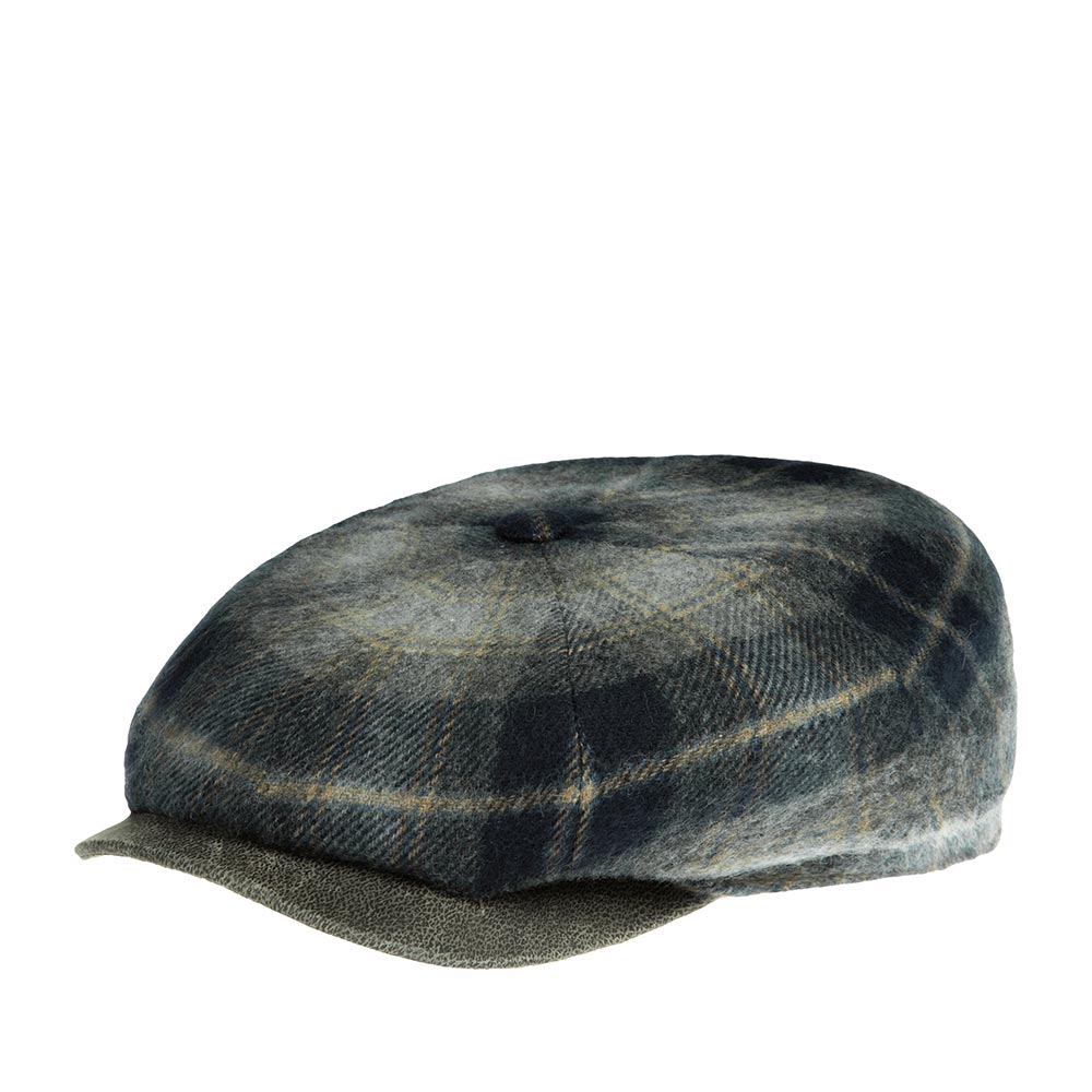 Кепка восьмиклинка унисекс Stetson 6840327 HATTERAS LAMBSWOOL CHECK серая / синяя, р. 59