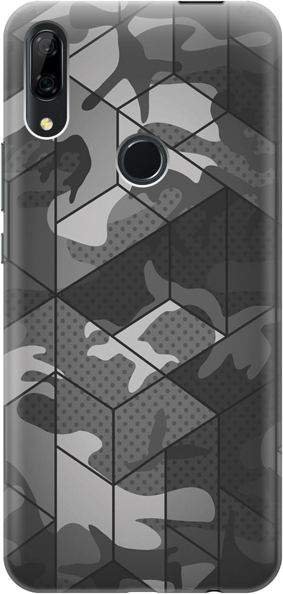 

Чехол на Honor 9X/Huawei P Smart Z/Y9 Prime (2019) "Камуфляжная геометрия", Белый;серый, 4207