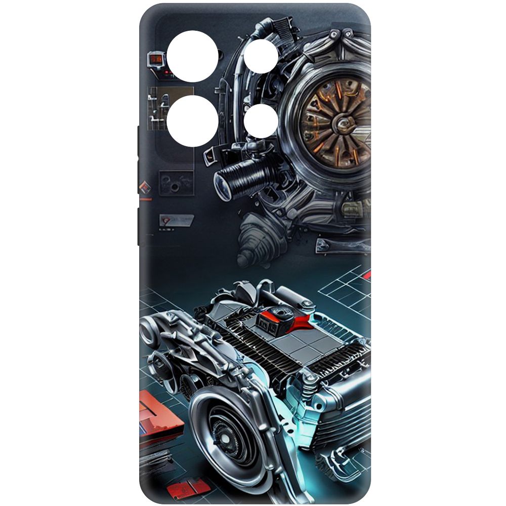 Чехол-накладка Krutoff Soft Case Моторы для Xiaomi Redmi Note 13 Pro 5G черный