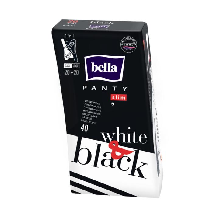 

BELLA Супертонкие прокладки Panty Slim Black&White 40 шт, Белый