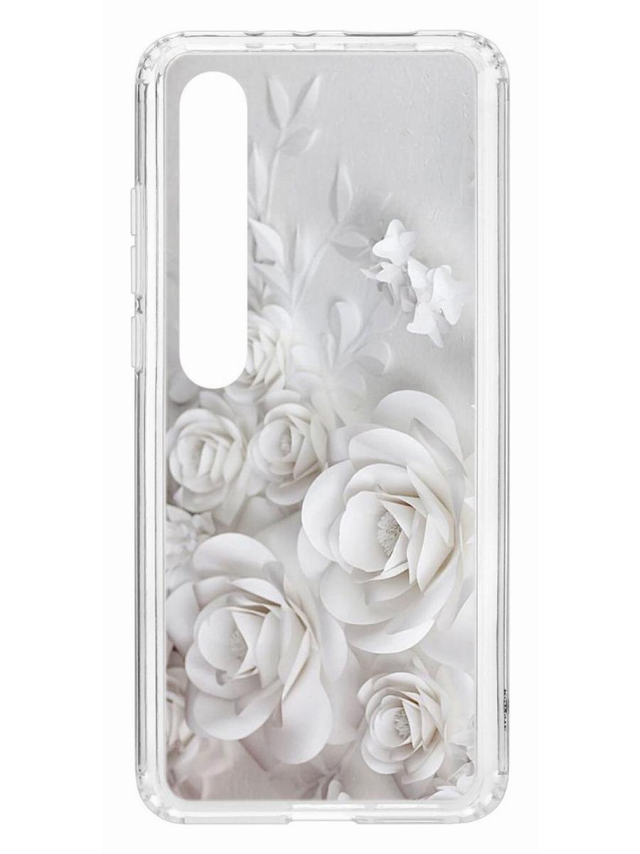 

Чехол на Xiaomi Mi 10 Kruche Print White roses, Прозрачный;белый;серый