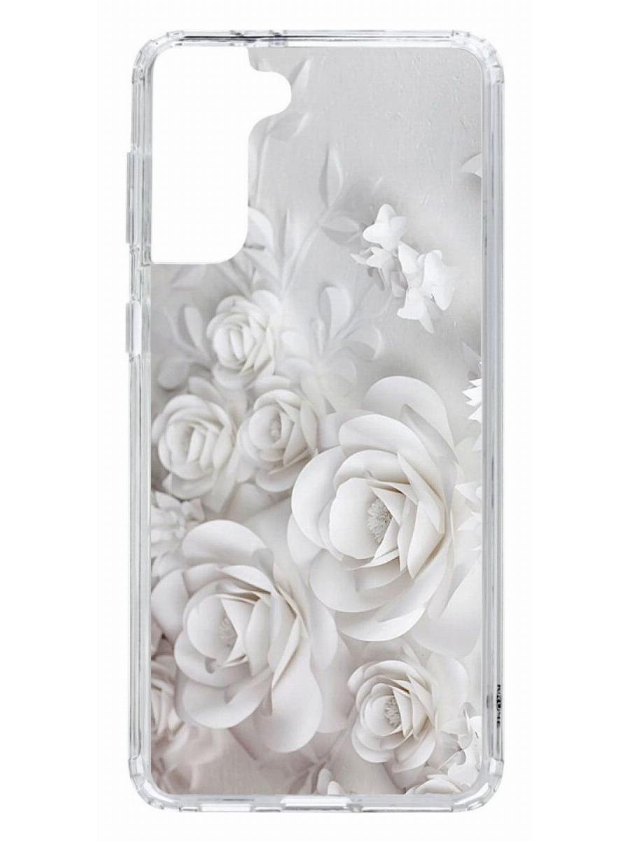 фото Чехол на samsung galaxy s21 plus kruche print white roses кruче