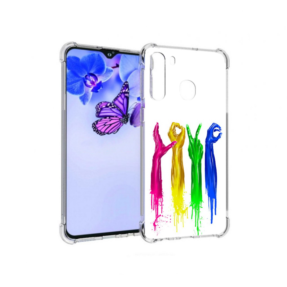 

Чехол MyPads Tocco для Samsung Galaxy A21 яркие руки love (PT226904.547.707), Прозрачный, Tocco