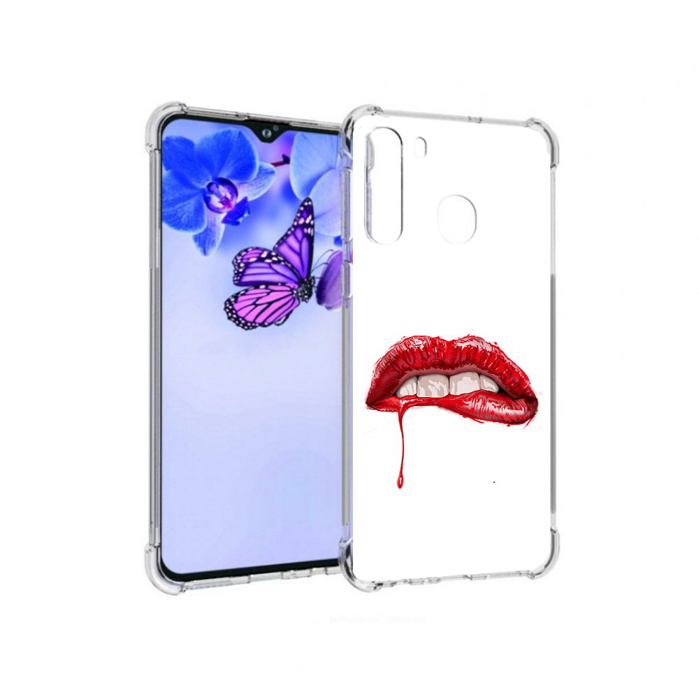 

Чехол MyPads Tocco для Samsung Galaxy A21 яркие красные губы (PT226904.547.706), Прозрачный, Tocco