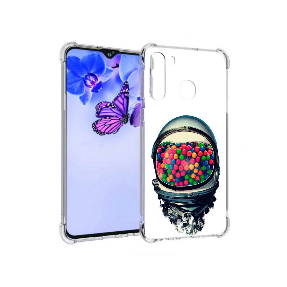 

Чехол MyPads Tocco для Samsung Galaxy A21 шлем космонавта (PT226904.547.700), Прозрачный, Tocco