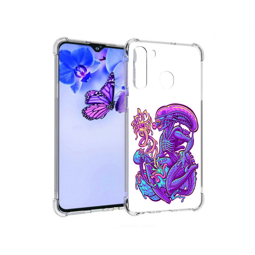 

Чехол MyPads Tocco для Samsung Galaxy A21 чужой фиолетовый цвет (PT226904.547.693), Прозрачный, Tocco