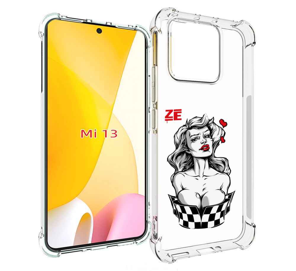 

Чехол MyPads черно белая девушка с красными губами женский для Xiaomi 13, Прозрачный, Tocco