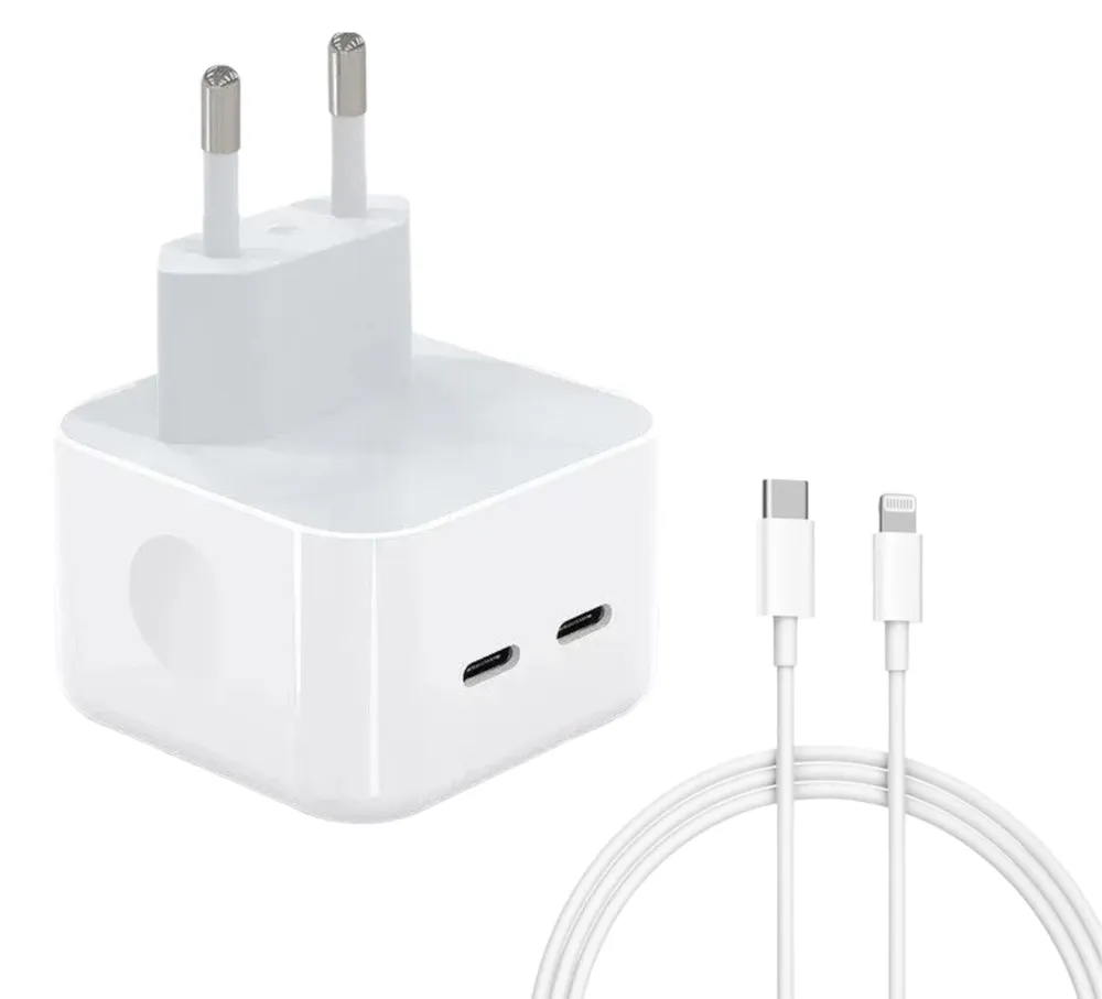 Сетевое зарядное устройство TWS57 lightning - usb type-c 2xUSB Type-C 3 А белый