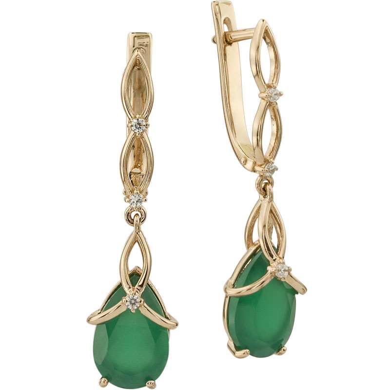 

Серьги из красного золота с агатом ALORIS 139АгзКц, Серьги 139АгзКц