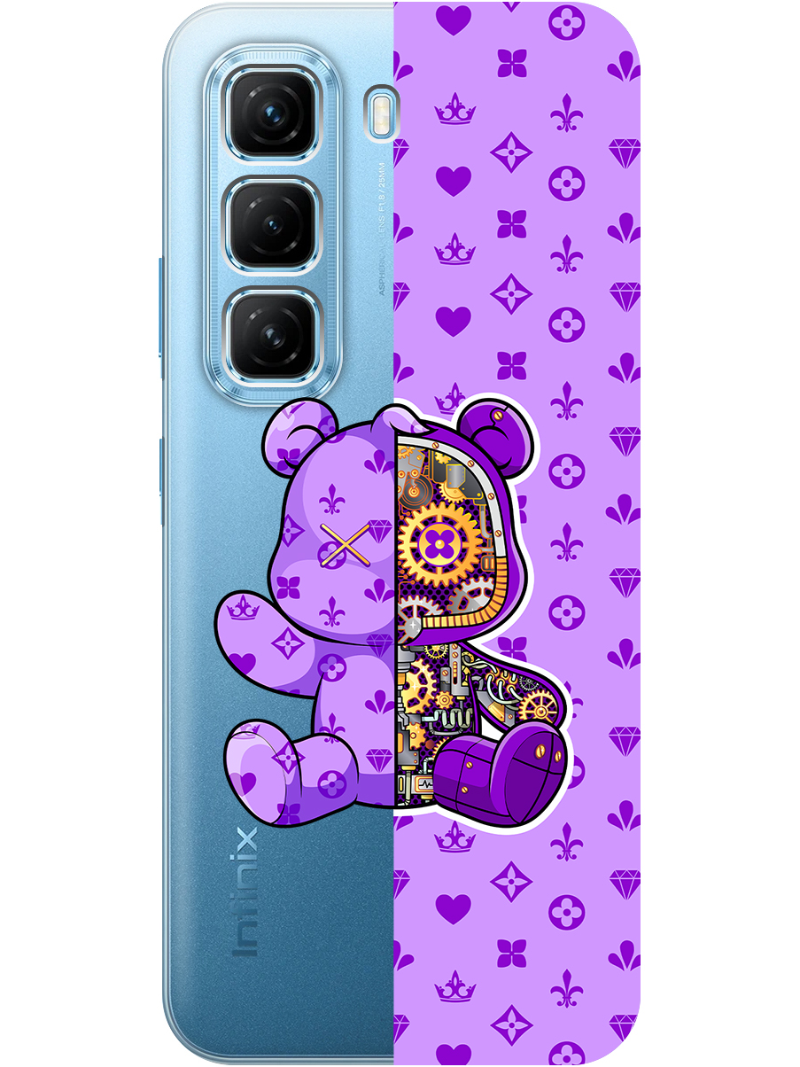 

Силиконовый чехол на Infinix Hot 50 4G с принтом "Фиолетовый Мишка", Прозрачный;фиолетовый, 786718772
