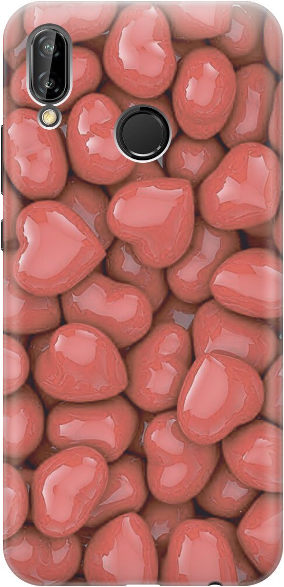 

Чехол на Huawei P20 Lite/Nova 3e "Красные сердечки", Красный, 3980