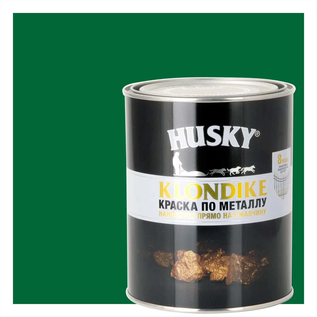 Краска по металлу Husky Klondike глянцевая цвет зеленый 0.9 л RAL 6002 саморезы скд кровельные ral 6002 зеленый лист 29 х 4 8 мм 2 500 шт для деревянной обрешетки stayer