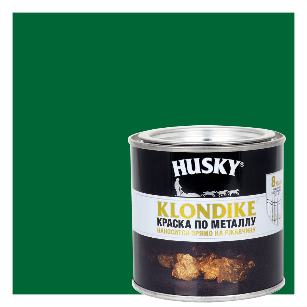Краска по металлу Husky Klondike глянцевая цвет зеленый 0.25 л RAL 6002