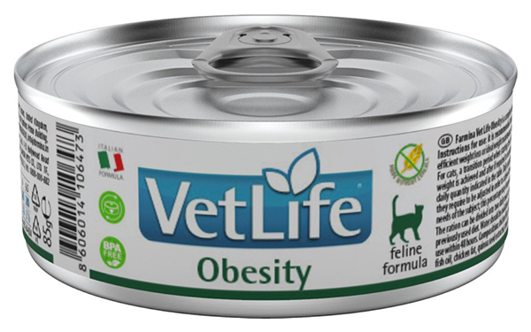 

Влажный корм для кошек Farmina Vet Life Cat Obesity, при ожирении, 12x85 г