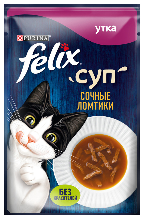 

Влажный корм для кошек Felix Суп, сочные ломтики с уткой, 36x48 г