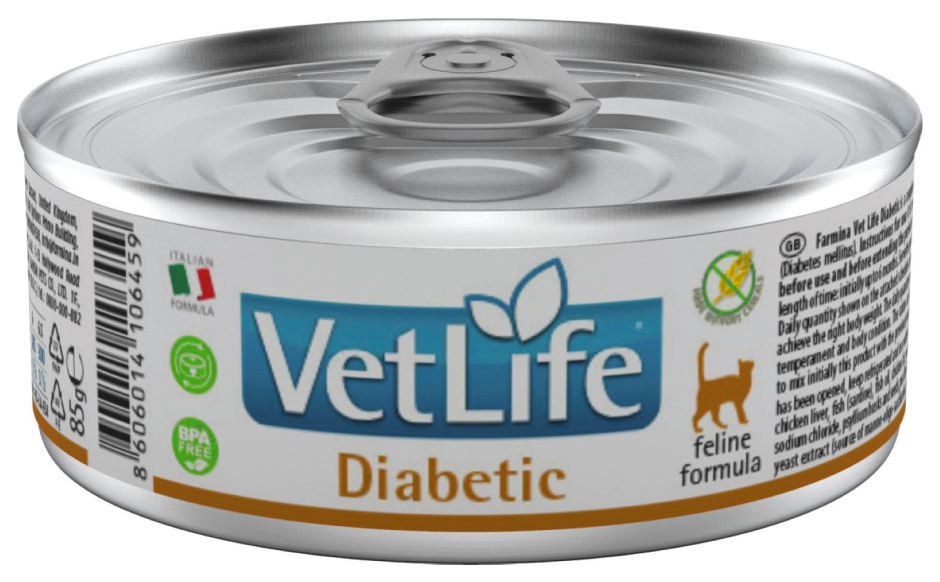 

Влажный корм для кошек Farmina Vet Life Cat Diabetic, при диабете, 12x85 г