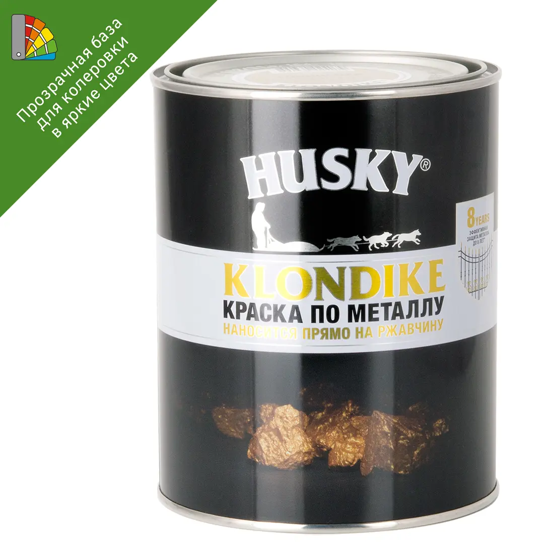 

Краска для колеровки по металлу Husky Klondike глянцевая прозрачная база С 0.9 л, Прозрачный