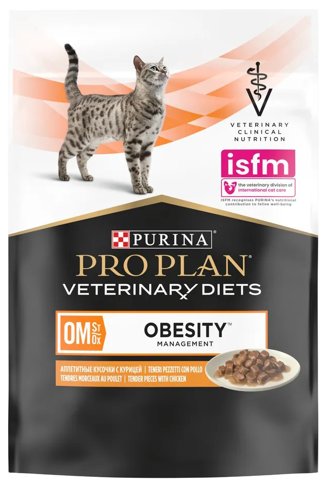 

Влажный корм для кошек PRO PLAN Veterinary Diets OM Obesity Management, с курицей, 10x85 г