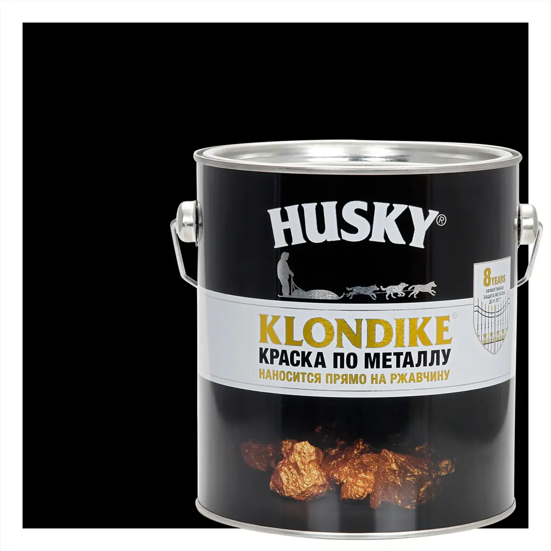 фото Краска по металлу husky klondike матовая цвет черный 2.5 л ral 9005