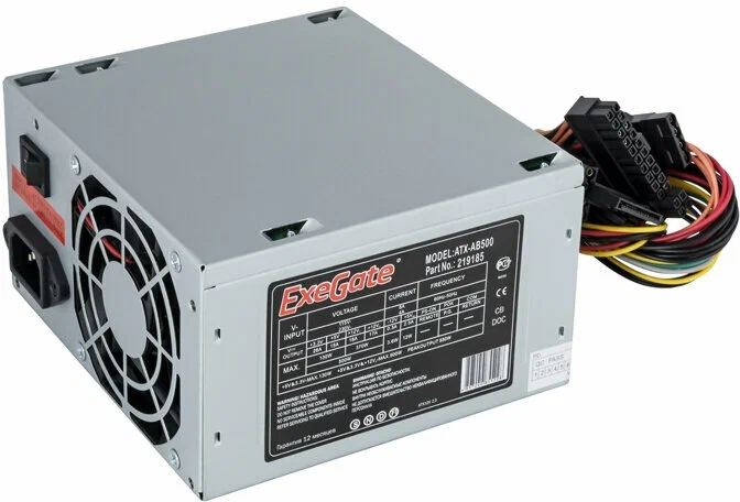 

Блок питания ExeGate AB500 500W (EX284700RUS), Серебристый, EX284700RUS