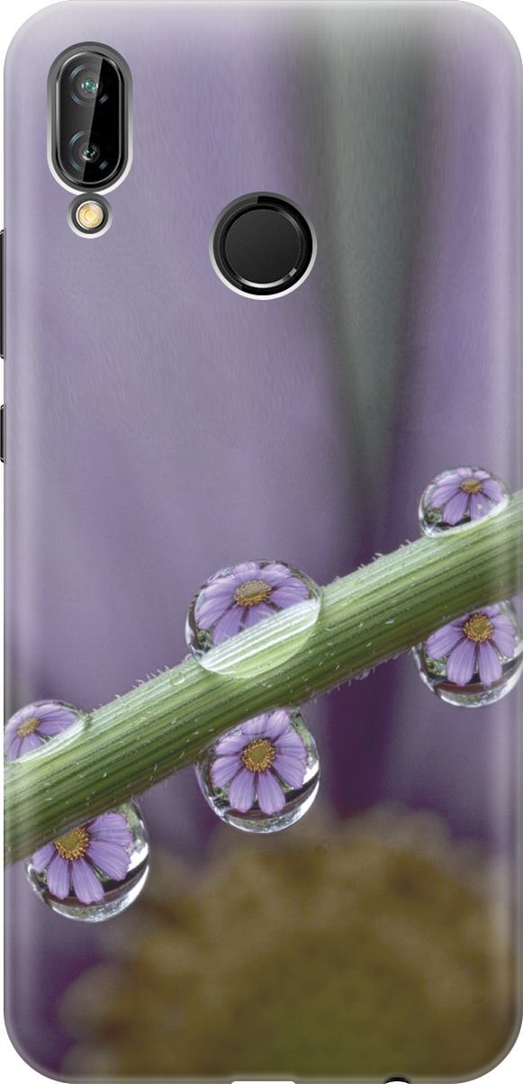 

Чехол на Huawei P20 Lite/Nova 3e "Сиреневые цветы в каплях", Зеленый;фиолетовый, 3411