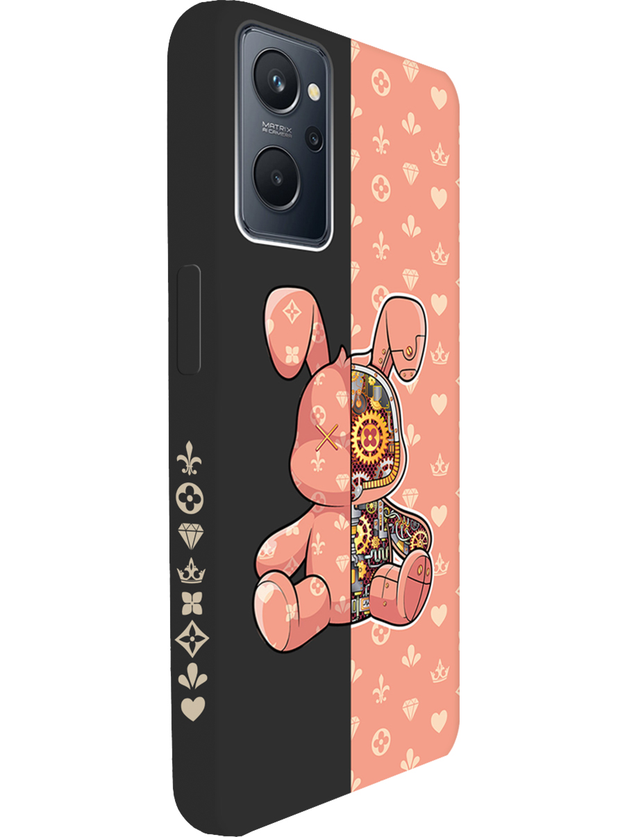 

Силиконовый чехол на Realme 9i с принтом "Персиковый Кролик" матовый черный, Бежевый;оранжевый;черный, 740189471