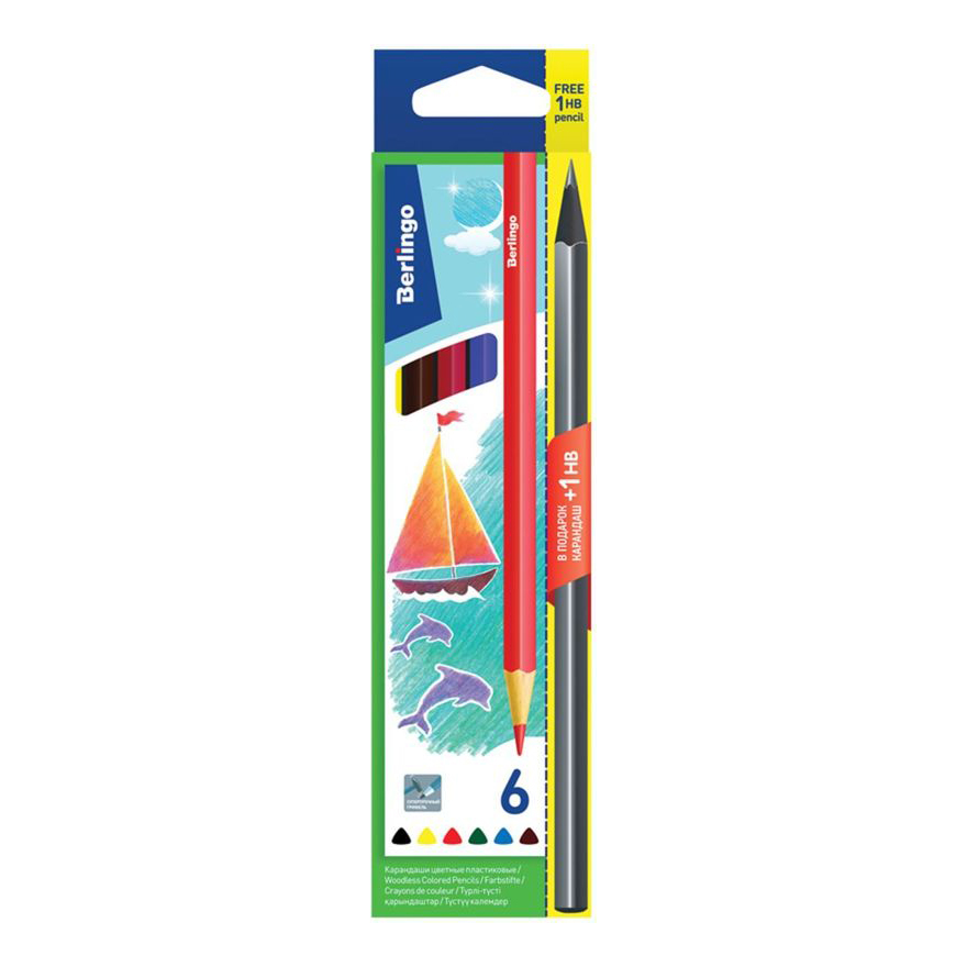 Карандаши цветные Berlingo Корабли 6 цветов + 1 карандаш чернографитный НВ
