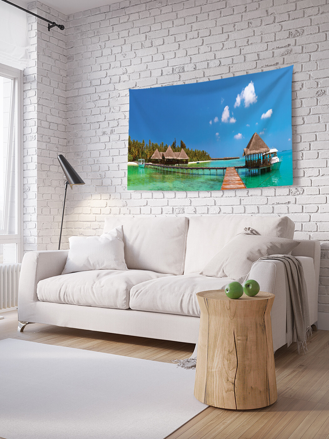 

Горизонтальное фотопанно JoyArty Пляжные домики, из ткани, 150х200 см