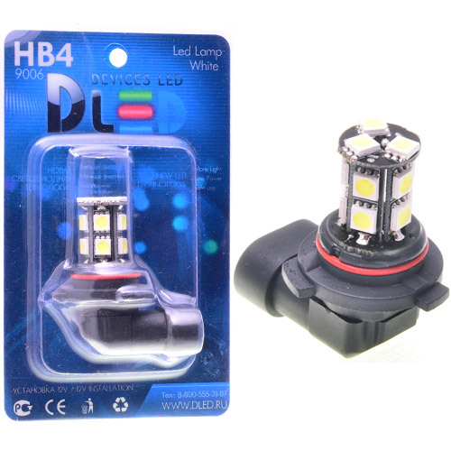 фото Светодиодная автомобильная лампа hb4 - 13 smd 5050 black (1 лампа в упаковке) dled