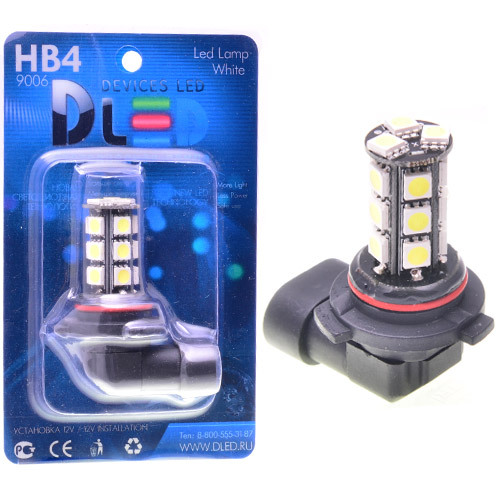 фото Светодиодная автомобильная лампа hb4 - 18 smd 5050 black (1 лампа в упаковке) dled