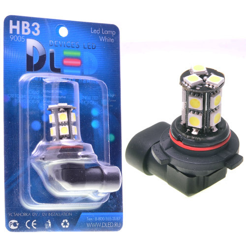 фото Светодиодная автомобильная лампа hb3 13 smd 5050 black (1 лампа в упаковке) dled