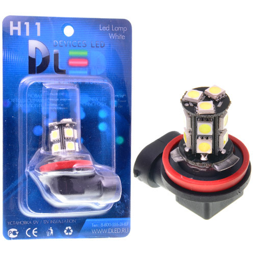 фото Светодиодная автомобильная лампа h11 - 13 smd 5050 black (1 лампа в упаковке) dled