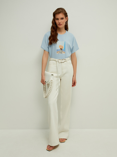 

Футболка женская ZARINA 2265536426 голубая XL, 2265536426