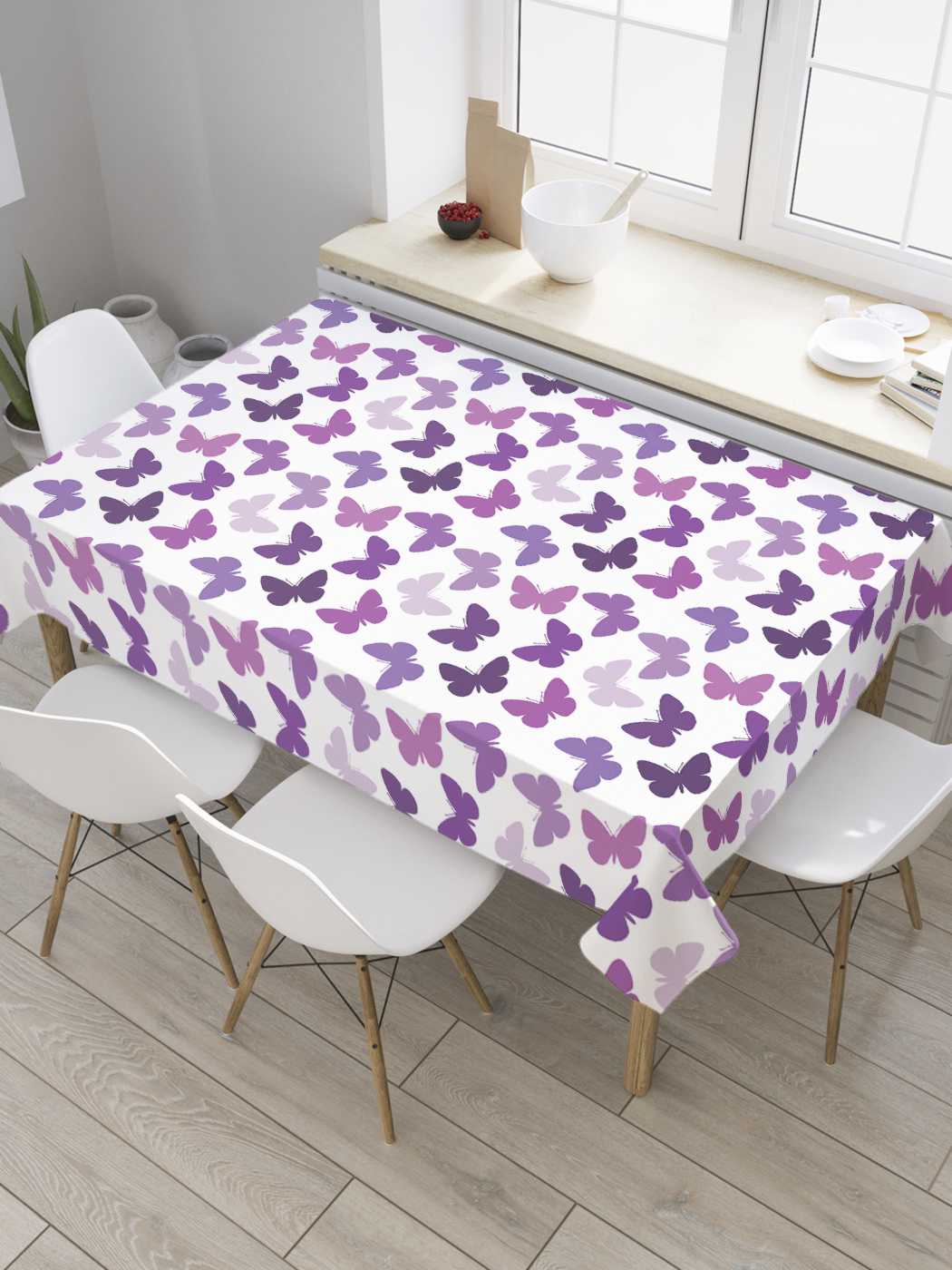 

Скатерть прямоугольная JoyArty "Стена бабочек" из оксфорда, 120x145 см, Белый, Стена бабочек