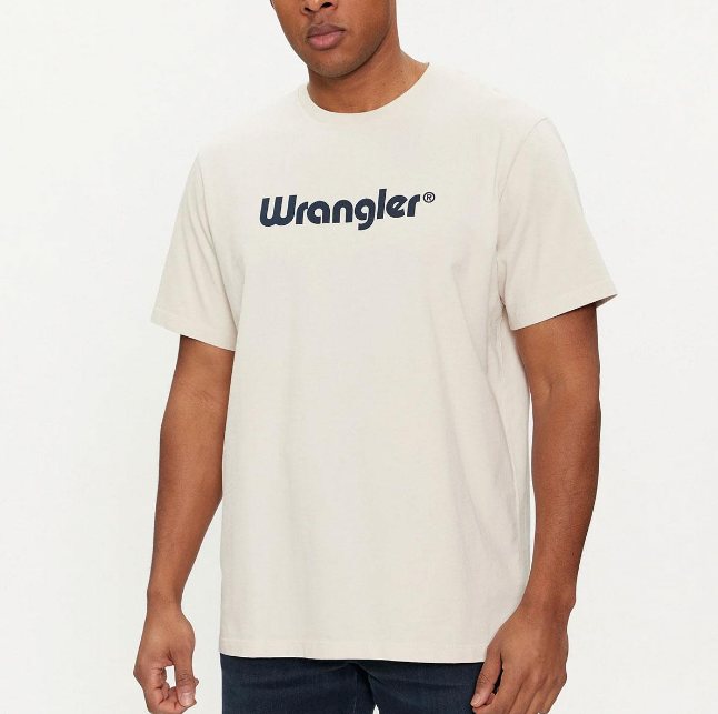 

Футболка мужская Wrangler Logo Tee 112350523 бежевая M, Бежевый, Logo Tee