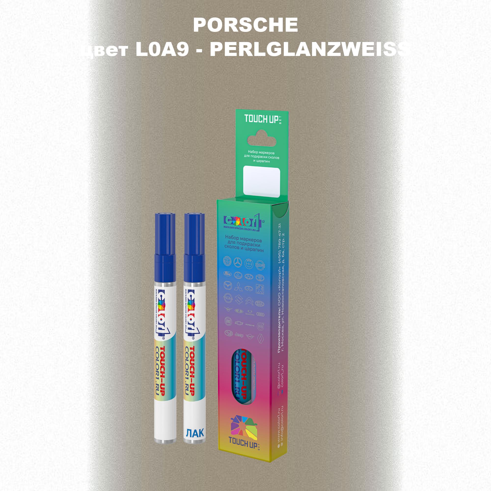 

Маркер с краской COLOR1 для PORSCHE, цвет L0A9 - PERLGLANZWEISS, Прозрачный