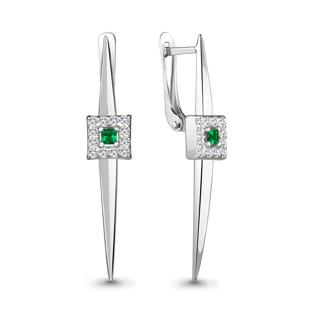 

Серьги из серебра с фианитом\шпинелью Aquamarine Aquamarine 49485АГ_925_р, 49485АГ_925_р