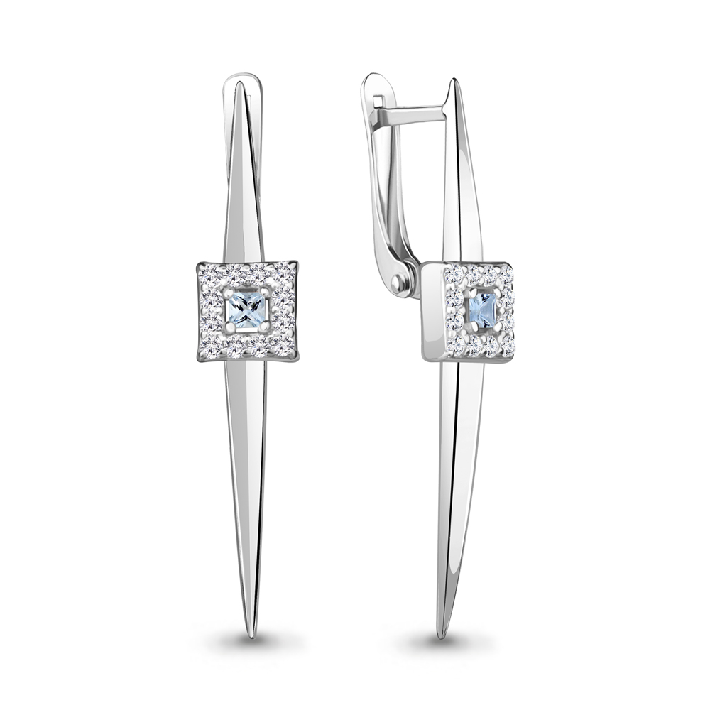 

Серьги из серебра со шпинелью\фианитом Aquamarine Aquamarine 49485АБ_925_р, 49485АБ_925_р