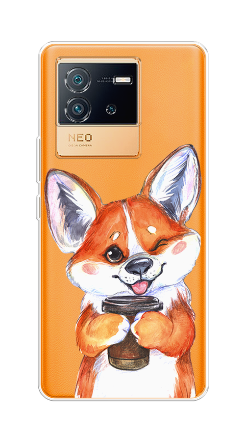 

Чехол на Vivo iQOO Neo6 "Корги с кофе", Оранжевый;белый, 266850-4