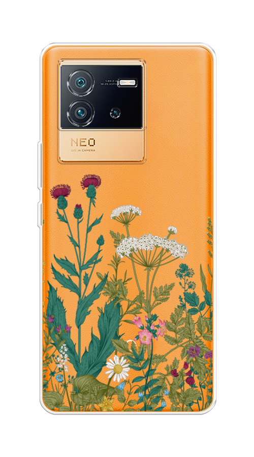 

Чехол на Vivo iQOO Neo6 "Дикие полевые цветы", Зеленый;розовый;белый, 266850-2