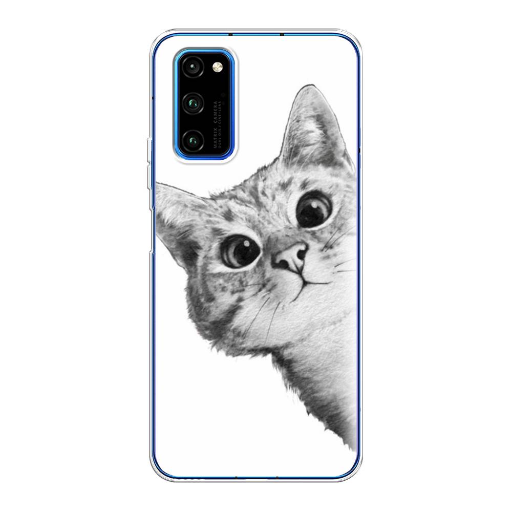 

Чехол Awog на Huawei Honor V30 Pro "Кот рисунок черно-белый", Черный, 611450-1