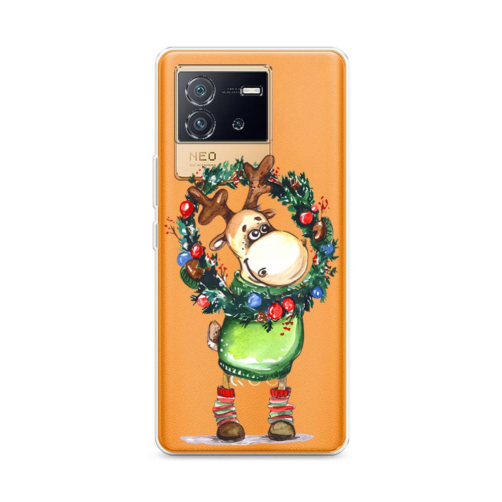 

Чехол на Vivo iQOO Neo6 "Олень с новогодним венком", 266850-4