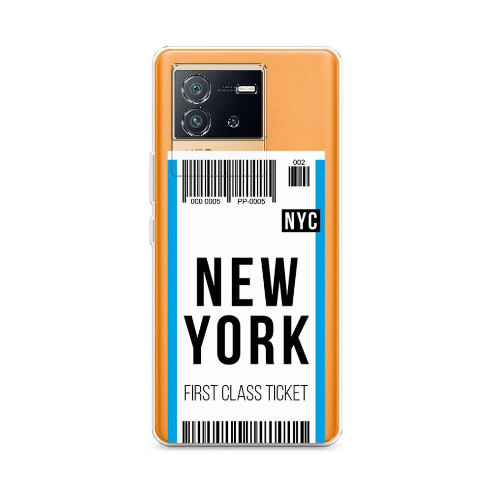 

Чехол на Vivo iQOO Neo6 "Билет в Нью-Йорк", Белый;голубой, 266850-6