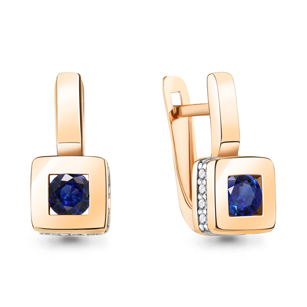

Серьги из серебра с фианитом\сапфиром искусственным Aquamarine Aquamarine 49462АБ_925_з, 49462АБ_925_з