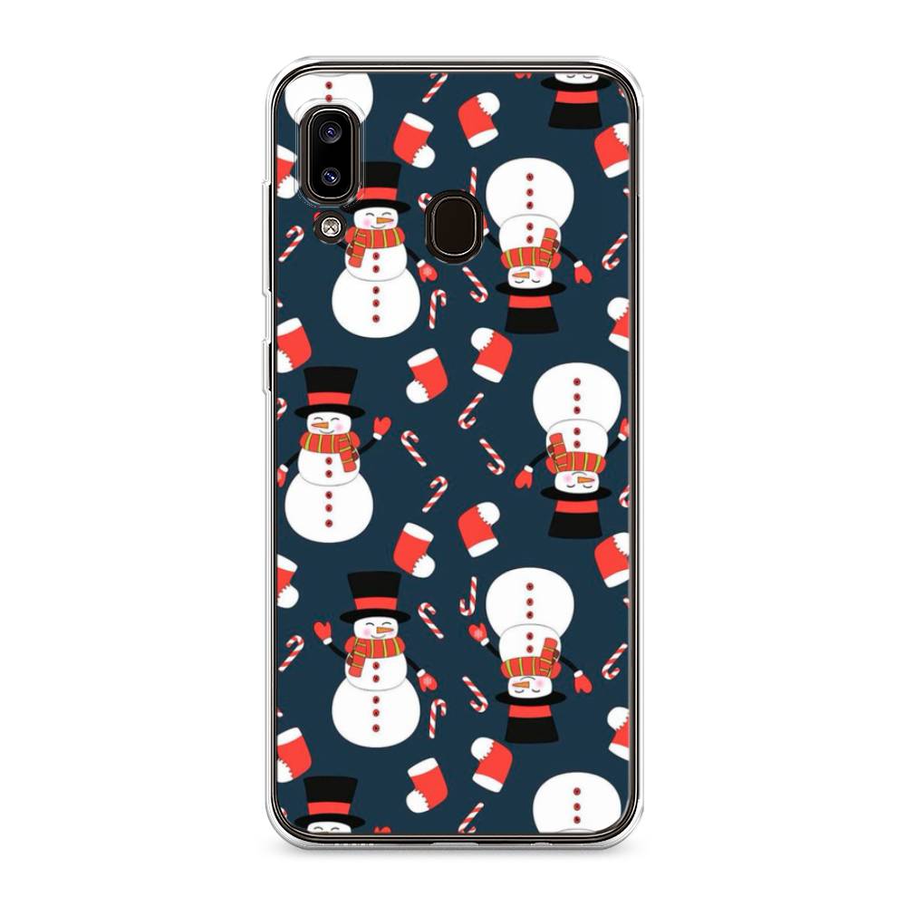 

Чехол на Samsung Galaxy A30 "Синие снеговики", Синий;белый;красный, 27550-5